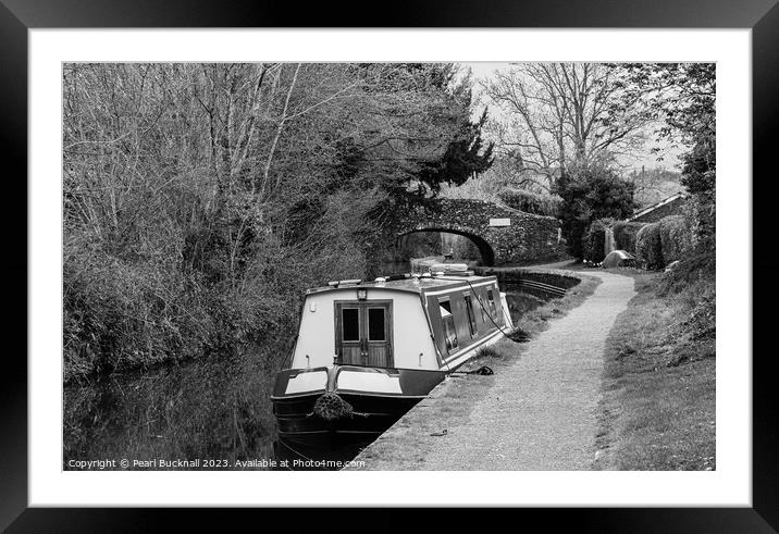 Monmouthshire and Brecon Canal Black and White Framed Mounted Print by Pearl Bucknall