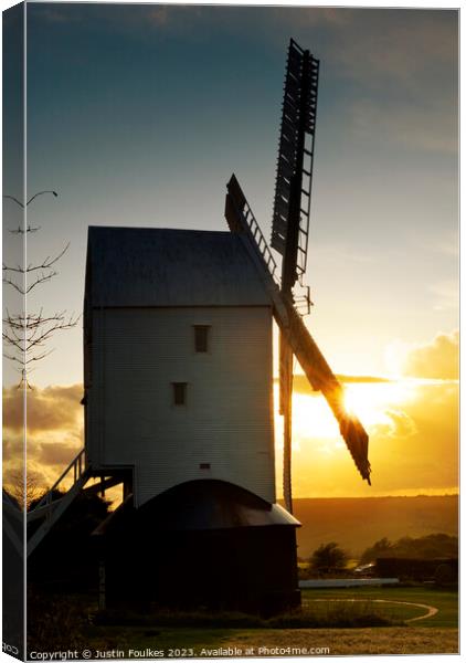 Jill Windmill on the South Downs, West Sussex Canvas Print by Justin Foulkes