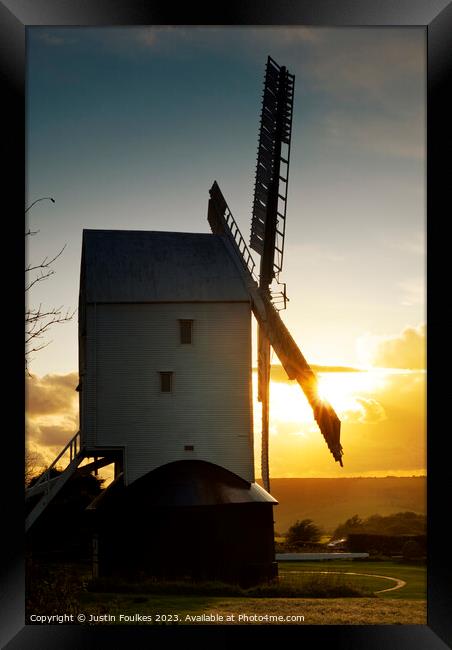 Jill Windmill on the South Downs, West Sussex Framed Print by Justin Foulkes