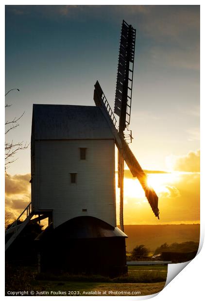 Jill Windmill on the South Downs, West Sussex Print by Justin Foulkes