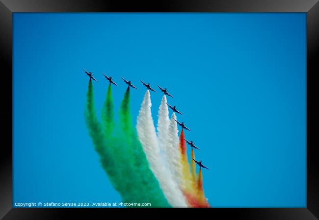 Spectacular Italian Frecce Tricolori Aerobatics Te Framed Print by Stefano Senise