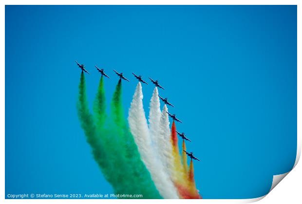 Spectacular Italian Frecce Tricolori Aerobatics Te Print by Stefano Senise