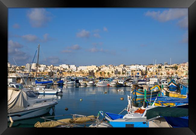 Port in Marsaxlokk Fishing Village in Malta Framed Print by Artur Bogacki