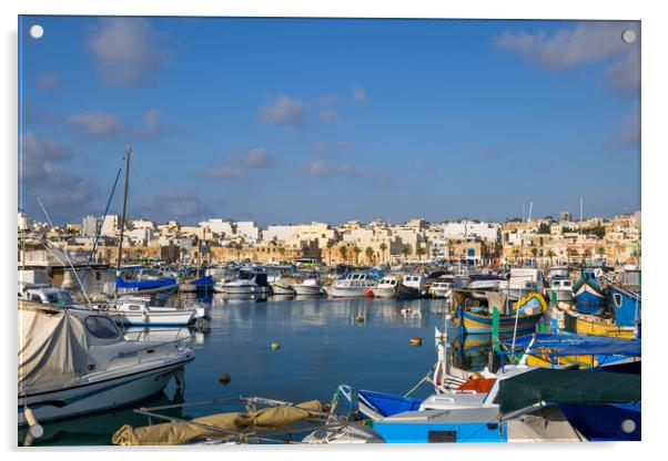 Port in Marsaxlokk Fishing Village in Malta Acrylic by Artur Bogacki
