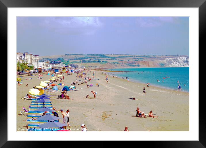 Sandown beach in August on the Isle of Wight. Framed Mounted Print by john hill