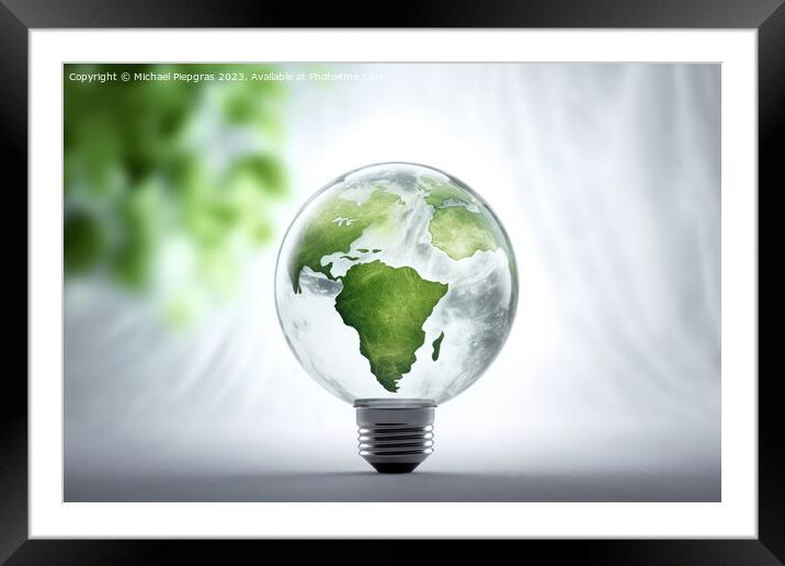A clean energy concept to reduce climate change created with gen Framed Mounted Print by Michael Piepgras