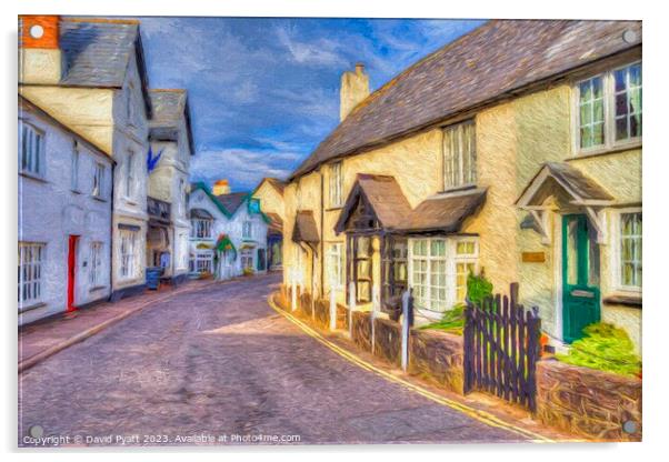 Porlock High Street Art Acrylic by David Pyatt