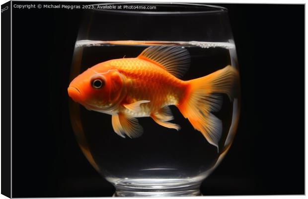 A goldfish swimming in a glass created with generative AI techno Canvas Print by Michael Piepgras