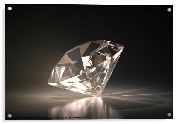 A large diamond on a light background with caustic light created Acrylic by Michael Piepgras