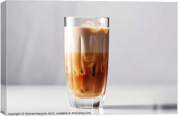A latte macchiato in a glas on a white background created with g Canvas Print by Michael Piepgras