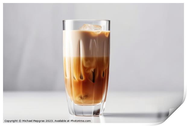 A latte macchiato in a glas on a white background created with g Print by Michael Piepgras