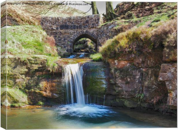 Majestic Three Shires Waterfall Canvas Print by Andrew Heaps