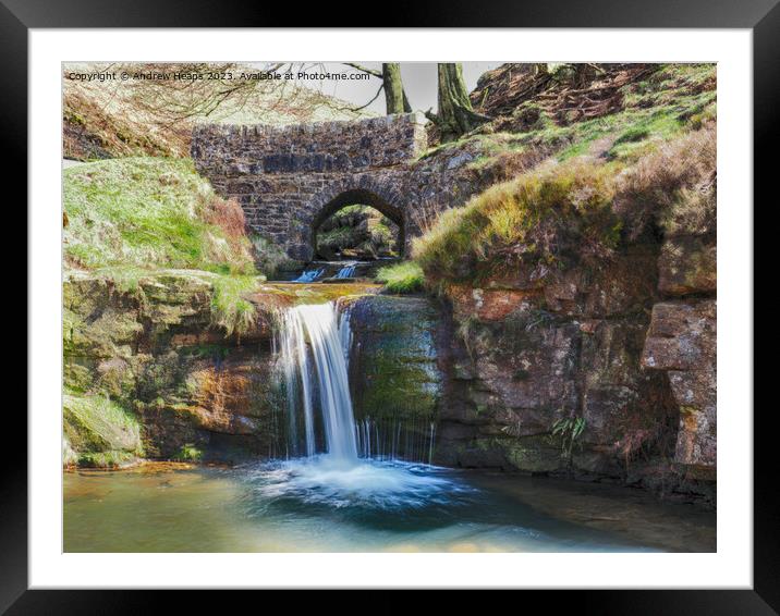 Majestic Three Shires Waterfall Framed Mounted Print by Andrew Heaps