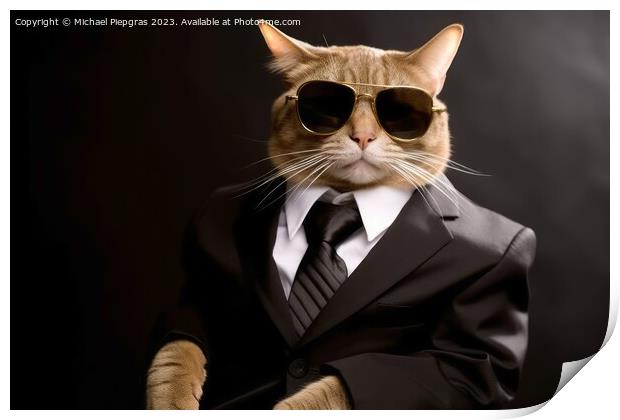 A modern cat wearing a business suit and sunglasses created with Print by Michael Piepgras
