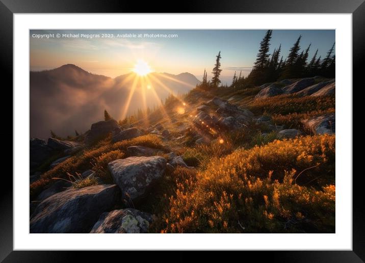 A money shot sunrise in the high mountains created with generati Framed Mounted Print by Michael Piepgras