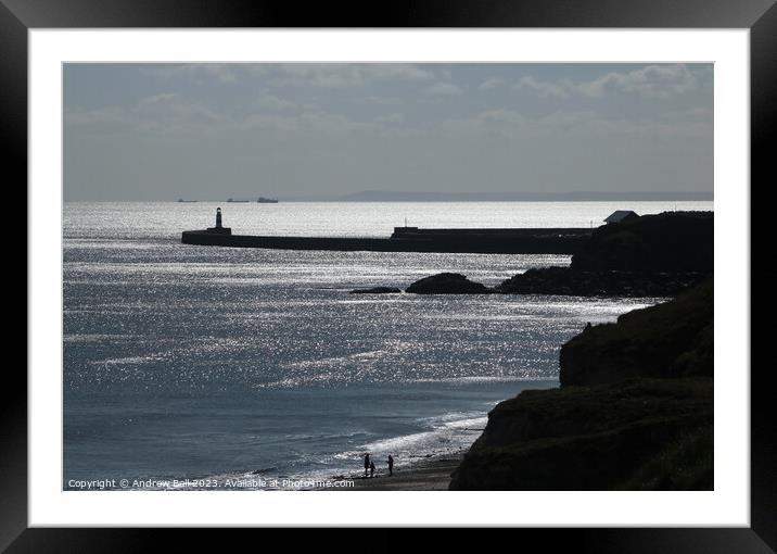 North Sea silhouettes Seaham Framed Mounted Print by Andrew Bell