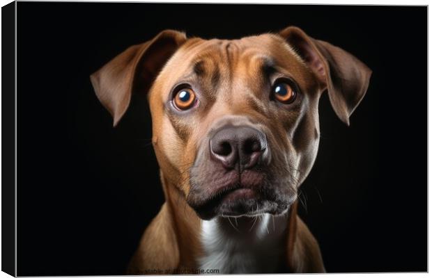 A portrait of a stunned dogs face with wide open eyes created wi Canvas Print by Michael Piepgras