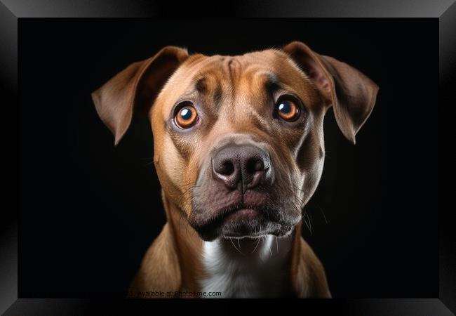 A portrait of a stunned dogs face with wide open eyes created wi Framed Print by Michael Piepgras