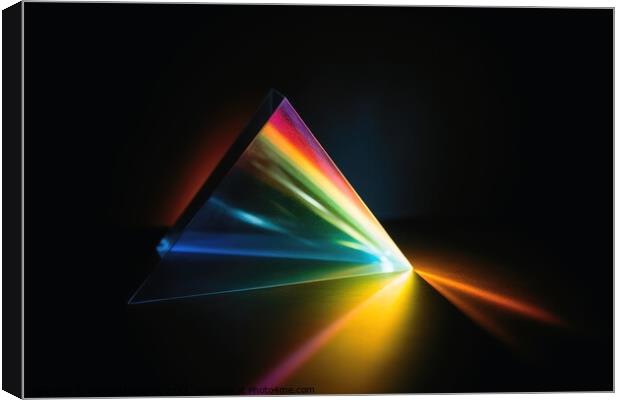 A prism dividing a lightbeam into the spectral colors created wi Canvas Print by Michael Piepgras
