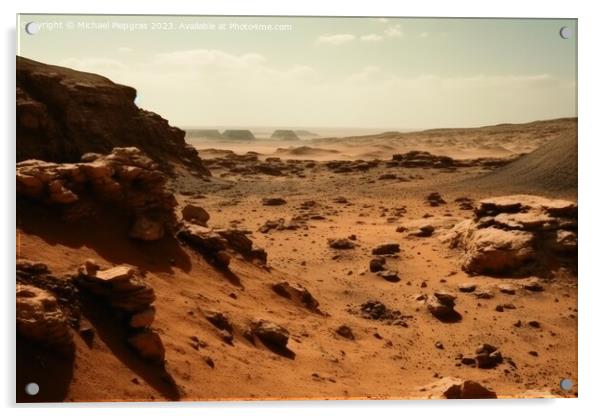 A stunning mars landscape during daytime created with generative Acrylic by Michael Piepgras