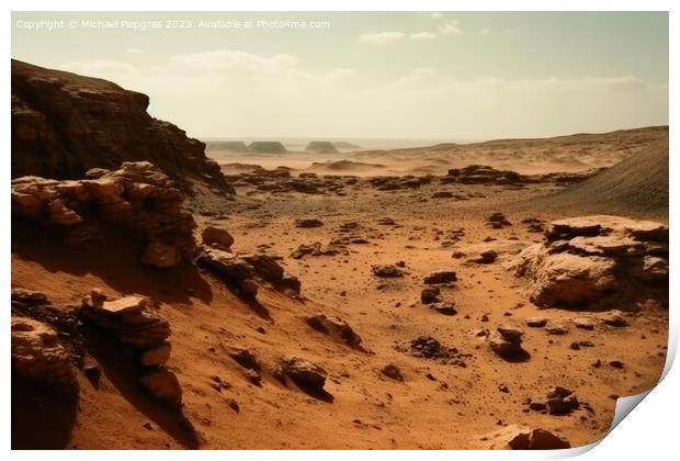 A stunning mars landscape during daytime created with generative Print by Michael Piepgras