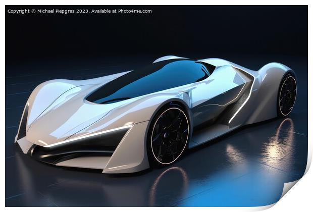 Futuristic luxury sports car created with generative AI technolo Print by Michael Piepgras