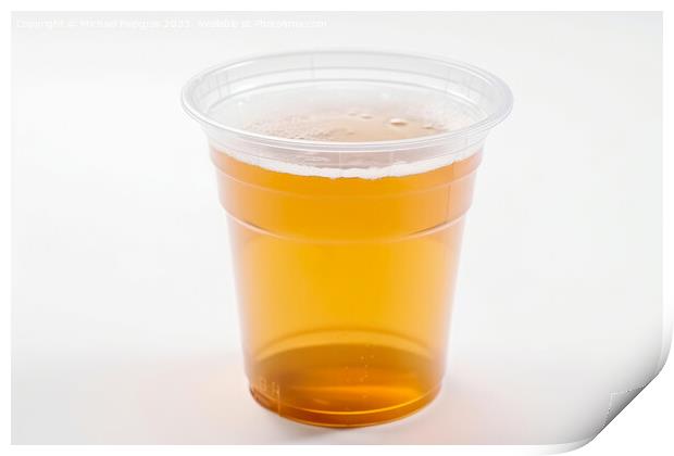 Glass of beer in a plastic tumbler on a white background created Print by Michael Piepgras