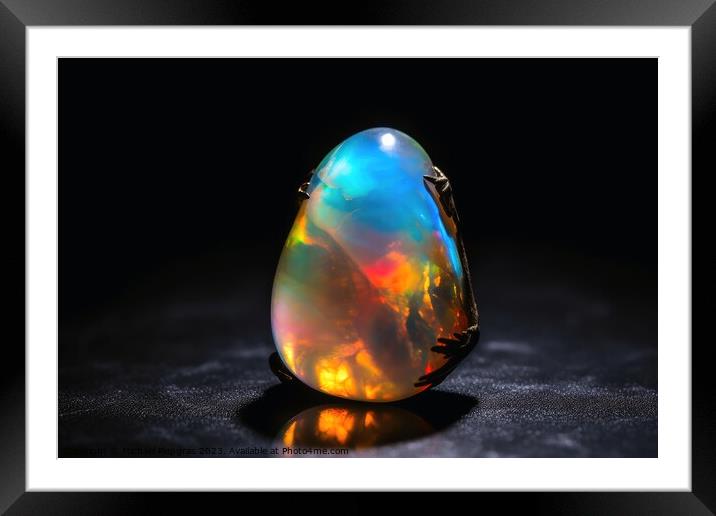 Stunning opal in bright light on a dark background created with  Framed Mounted Print by Michael Piepgras
