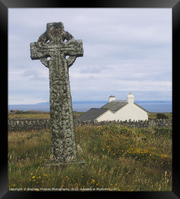 Celtic Cross on Lundy Island Framed Print by Stephen Thomas Photography 