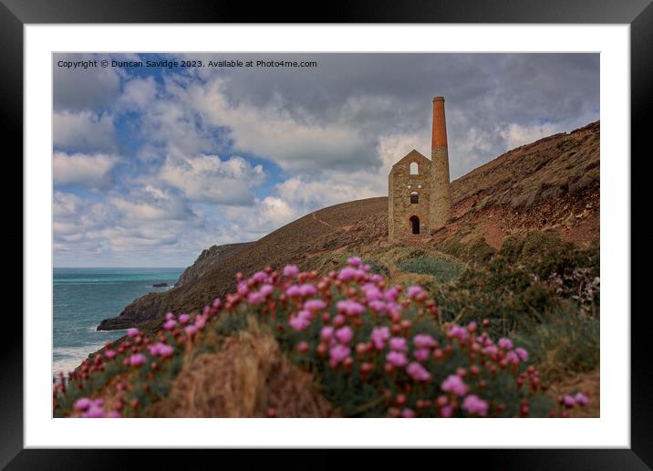 Majestic ruins of Wheal Coates overlooking the Nor Framed Mounted Print by Duncan Savidge