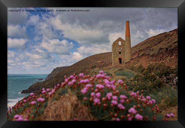 Majestic ruins of Wheal Coates overlooking the Nor Framed Print by Duncan Savidge