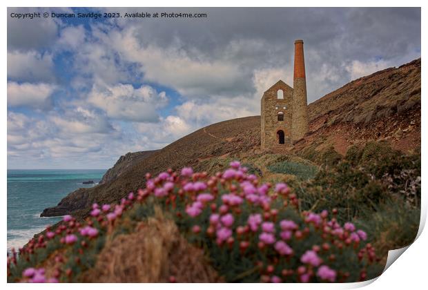 Majestic ruins of Wheal Coates overlooking the Nor Print by Duncan Savidge