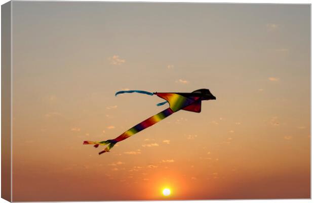 Kite Flying at Sunset Canvas Print by Glen Allen