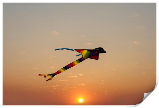 Kite Flying at Sunset Print by Glen Allen