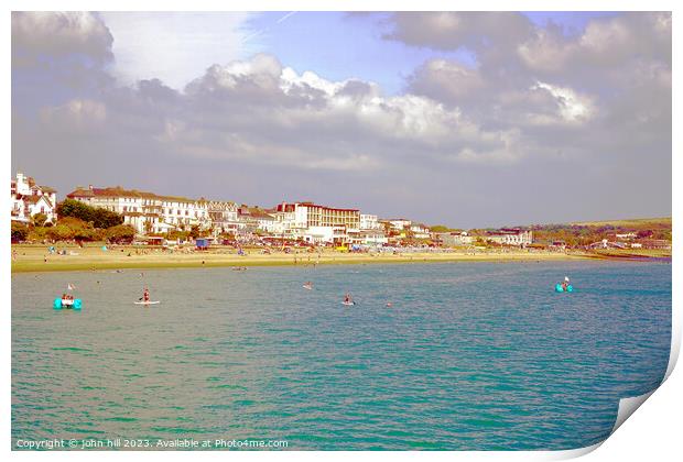 Sandown seafront from the pier. Print by john hill