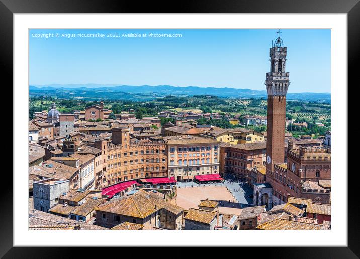 Piazza del Campo in Siena, Tuscany, Italy Framed Mounted Print by Angus McComiskey