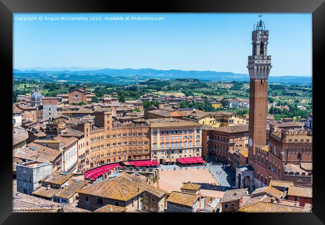 Piazza del Campo in Siena, Tuscany, Italy Framed Print by Angus McComiskey