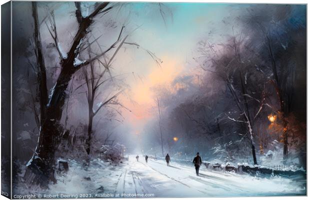 Sunset In Winter- Central Park New York Canvas Print by Robert Deering