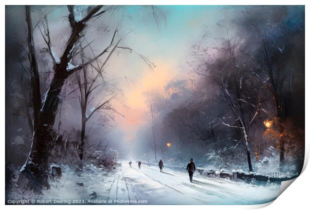 Sunset In Winter- Central Park New York Print by Robert Deering