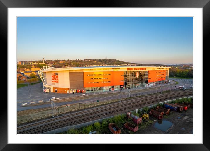 The New York Stadium Golden Hour Framed Mounted Print by Apollo Aerial Photography