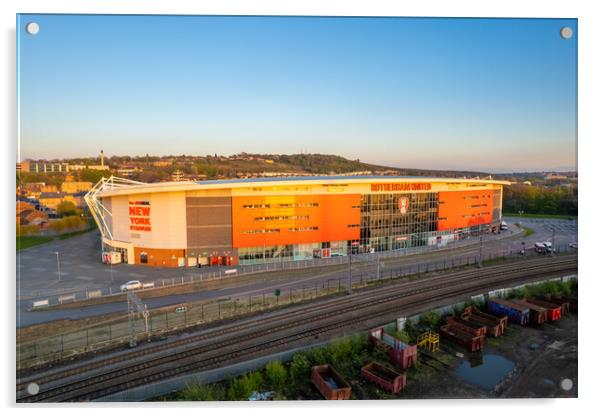 The New York Stadium Golden Hour Acrylic by Apollo Aerial Photography