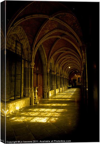 cathedrale cloister belgium Canvas Print by Jo Beerens