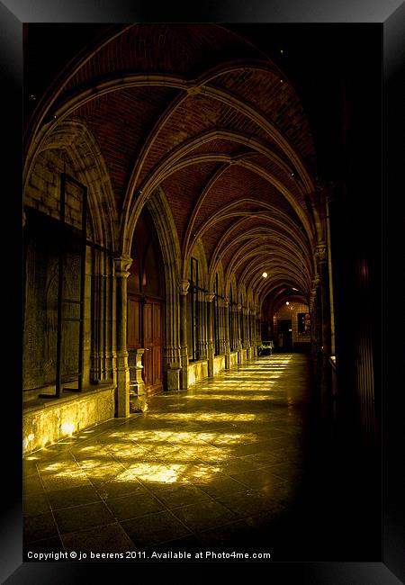 cathedrale cloister belgium Framed Print by Jo Beerens