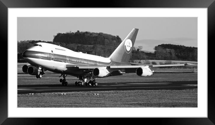 Special Performance Boeing747 (black&white) Framed Mounted Print by Allan Durward Photography