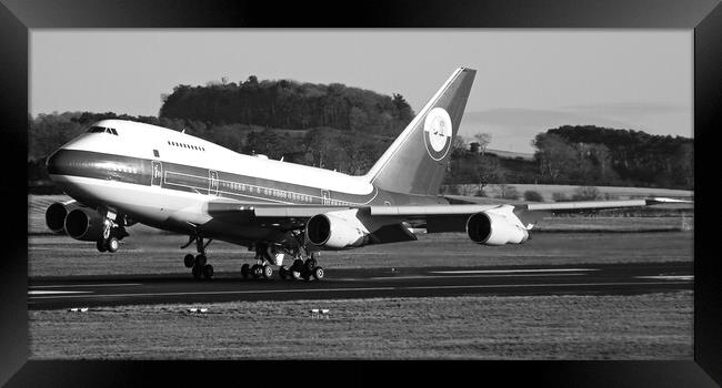 Special Performance Boeing747 (black&white) Framed Print by Allan Durward Photography