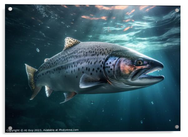 Salmon Underwater Painting Acrylic by Craig Doogan Digital Art