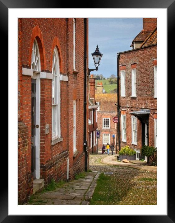 Walking the streets of Rye in East sussex  Framed Mounted Print by Tony lopez