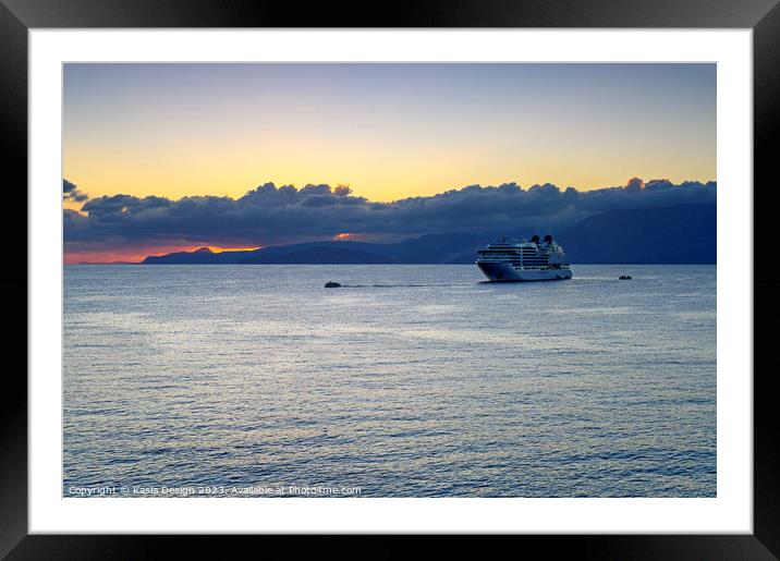Glowing Dawn Welcome to Crete Framed Mounted Print by Kasia Design