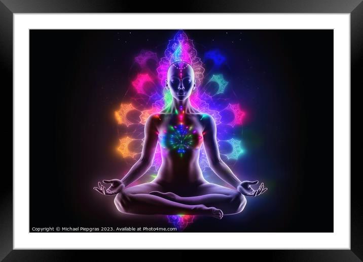 Concept for spiritual meditation of consciousness created with g Framed Mounted Print by Michael Piepgras