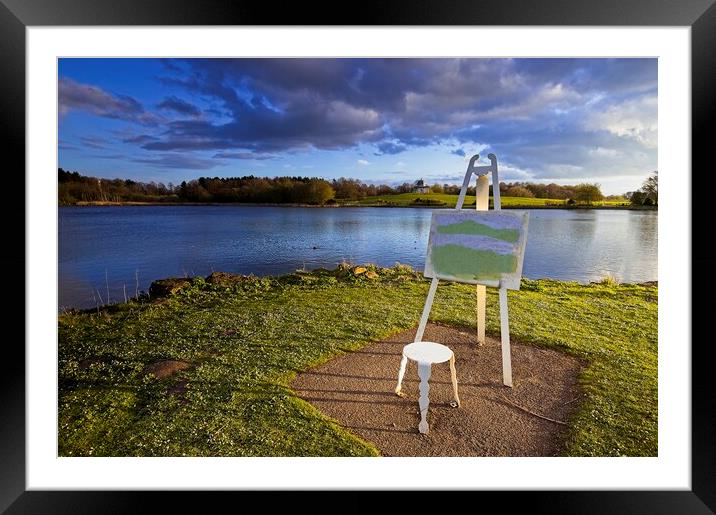 En Plein Air Painting at Hardwick Park Lake Framed Mounted Print by Martyn Arnold